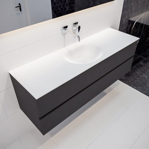 MONDIAZ VICA 150cm mueble de baño Dark Grey 2 cajones lavabo MOON Centro sin orificio.