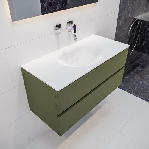 MONDIAZ VICA 100cm mueble de baño Army 2 cajones lavabo MOON Centro sin orificio.