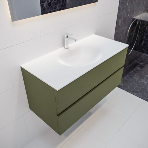 MONDIAZ VICA 100cm mueble de baño Army 2 cajones lavabo MOON Centro 1 orificio.