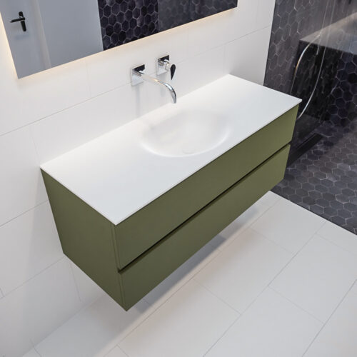 MONDIAZ VICA 120cm mueble de baño Army 2 cajones lavabo MOON Centro sin orificio.