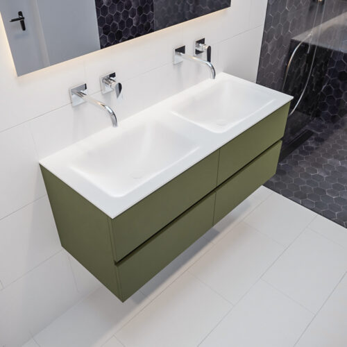 MONDIAZ VICA 120cm mueble de baño Army 4 cajones lavabo CLOUD Doble sin orificio.