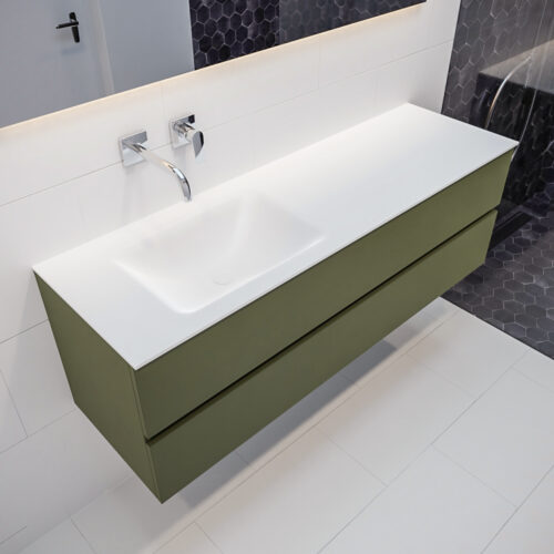 MONDIAZ VICA 150cm mueble de baño Army 2 cajones lavabo CLOUD Izquierda sin orificio.