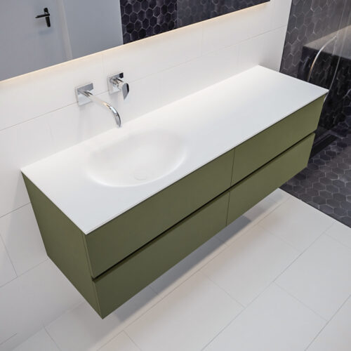 MONDIAZ VICA 150cm mueble de baño Army 4 cajones lavabo MOON Izquierda sin orificio.