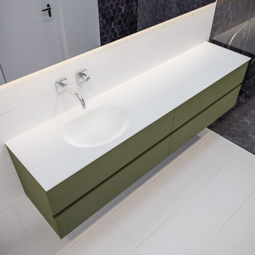 MONDIAZ VICA 200cm mueble de baño Army 4 cajones lavabo MOON Izquierda sin orificio.