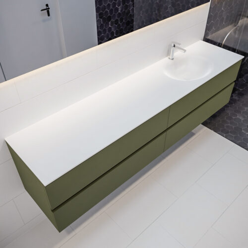 MONDIAZ VICA 200cm mueble de baño Army 4 cajones lavabo MOON Derecho 1 orificio.