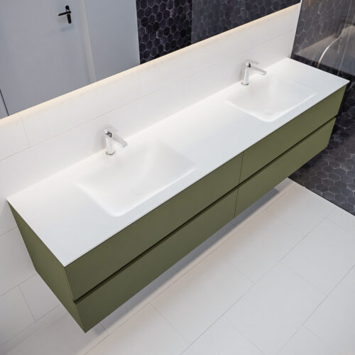 MONDIAZ VICA 200cm mueble de baño Army 4 cajones lavabo CLOUD Doble 2 orificios.