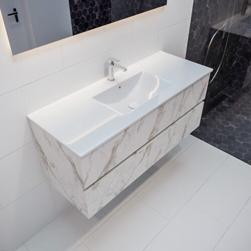 MONDIAZ VICA 120cm mueble de baño Carrara 2 cajones lavabo DENIA Centro 1 orificio.