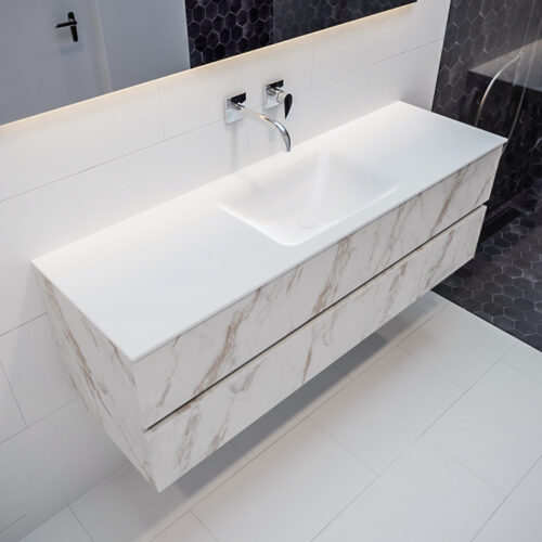 MONDIAZ VICA 150cm mueble de baño Carrara 2 cajones lavabo CLOUD Centro sin orificio.