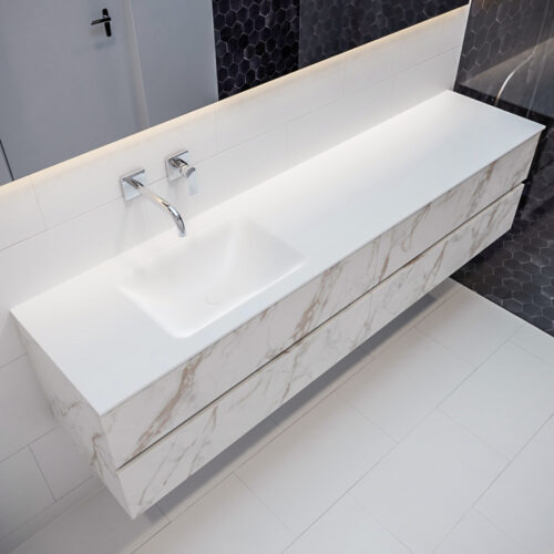 MONDIAZ VICA 200cm mueble de baño Carrara 4 cajones lavabo CLOUD Izquierda sin orificio.