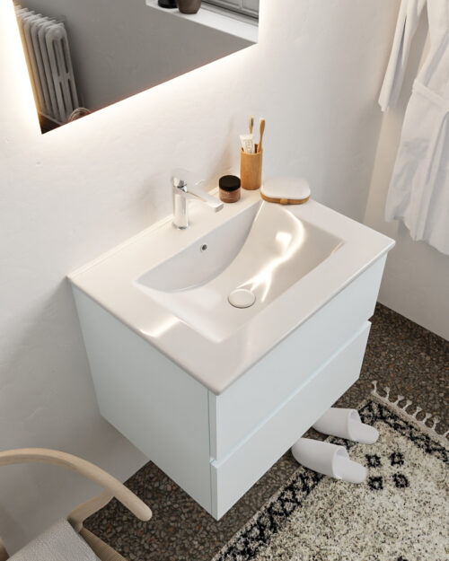 MONDIAZ VICA 60cm mueble de baño Clay 2 cajones lavabo DENIA Centro 1 orificio.