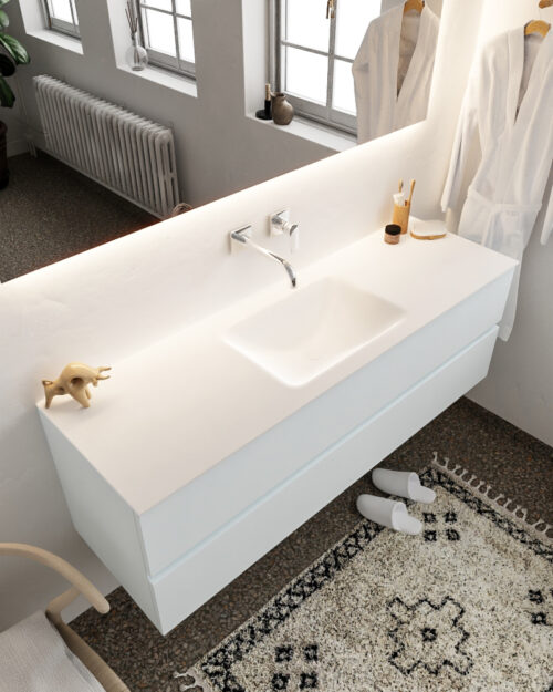 MONDIAZ VICA 150cm mueble de baño Clay 2 cajones lavabo CLOUD Centro sin orificio.