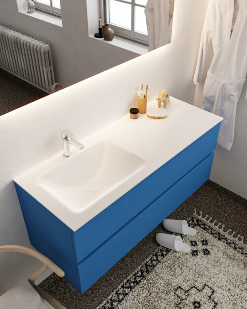 MONDIAZ VICA 120cm mueble de baño Jeans 2 cajones lavabo CLOUD Izquierda 1 orificio.