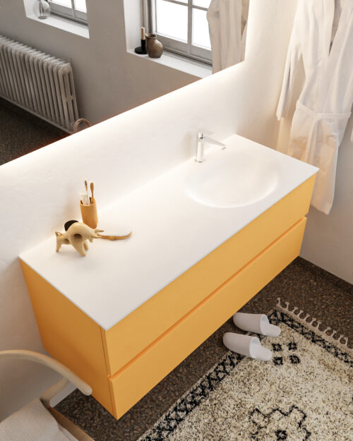 MONDIAZ VICA 120cm mueble de baño Ocher 2 cajones lavabo MOON Derecho 1 orificio.