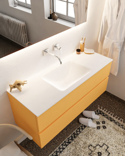 MONDIAZ VICA 120cm mueble de baño Ocher 2 cajones lavabo CLOUD Centro sin orificio.