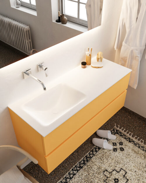 MONDIAZ VICA 120cm mueble de baño Ocher 2 cajones lavabo CLOUD Izquierda sin orificio.