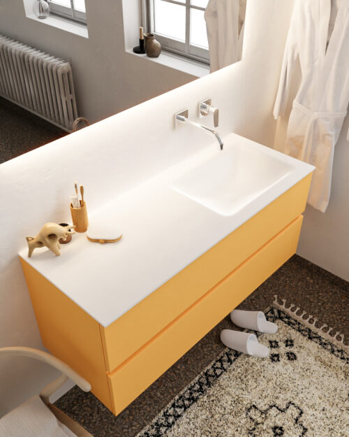 MONDIAZ VICA 120cm mueble de baño Ocher 2 cajones lavabo CLOUD Derecho sin orificio.