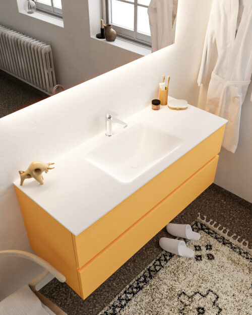 MONDIAZ VICA 120cm mueble de baño Ocher 2 cajones lavabo CLOUD Centro 1 orificio.