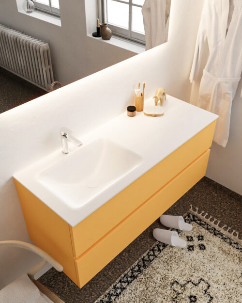 MONDIAZ VICA 120cm mueble de baño Ocher 2 cajones lavabo CLOUD Izquierda 1 orificio.