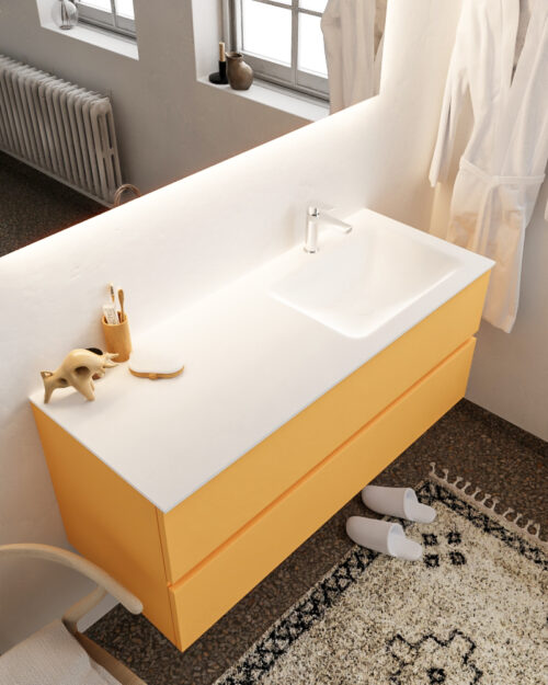 MONDIAZ VICA 120cm mueble de baño Ocher 2 cajones lavabo CLOUD Derecho 1 orificio.