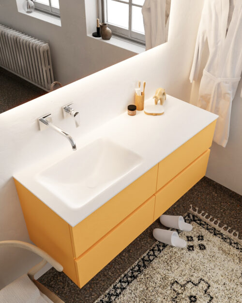 MONDIAZ VICA 120cm mueble de baño Ocher 4 cajones lavabo CLOUD Izquierda sin orificio.