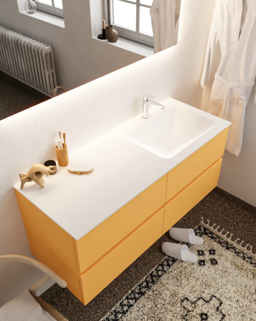 MONDIAZ VICA 120cm mueble de baño Ocher 4 cajones lavabo CLOUD Derecho 1 orificio.