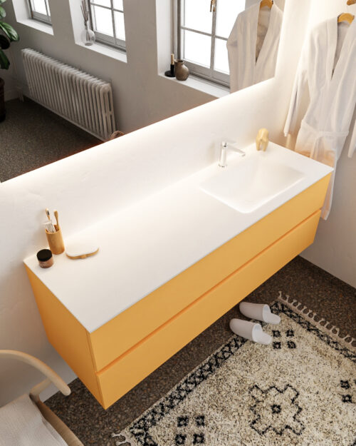 MONDIAZ VICA 150cm mueble de baño Ocher 2 cajones lavabo CLOUD Derecho 1 orificio.