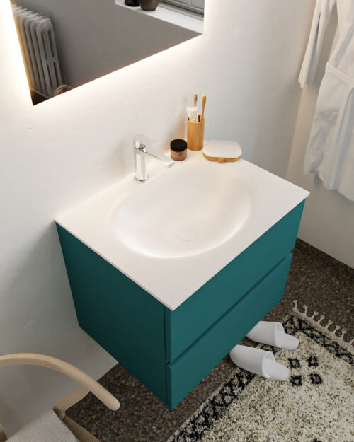 MONDIAZ VICA 60cm mueble de baño Smag 2 cajones lavabo MOON Centro 1 orificio.