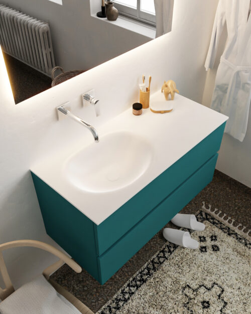 MONDIAZ VICA 100cm mueble de baño Smag 2 cajones lavabo MOON Izquierda sin orificio.