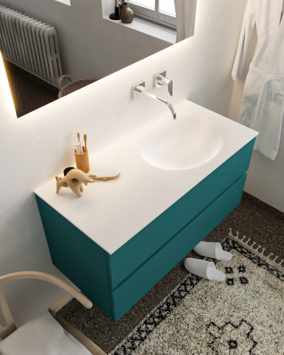 MONDIAZ VICA 100cm mueble de baño Smag 2 cajones lavabo MOON Derecho sin orificio.