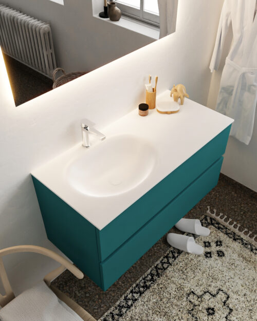 MONDIAZ VICA 100cm mueble de baño Smag 2 cajones lavabo MOON Izquierda 1 orificio.