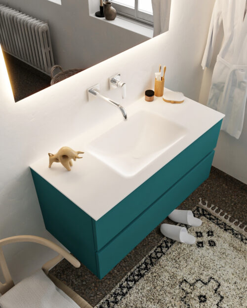 MONDIAZ VICA 100cm mueble de baño Smag 2 cajones lavabo CLOUD Centro sin orificio.