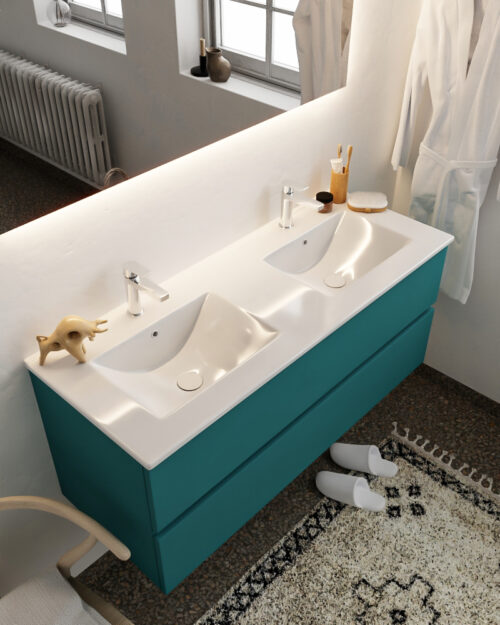 MONDIAZ VICA 120cm mueble de baño Smag 2 cajones lavabo DENIA Doble 2 orificios.