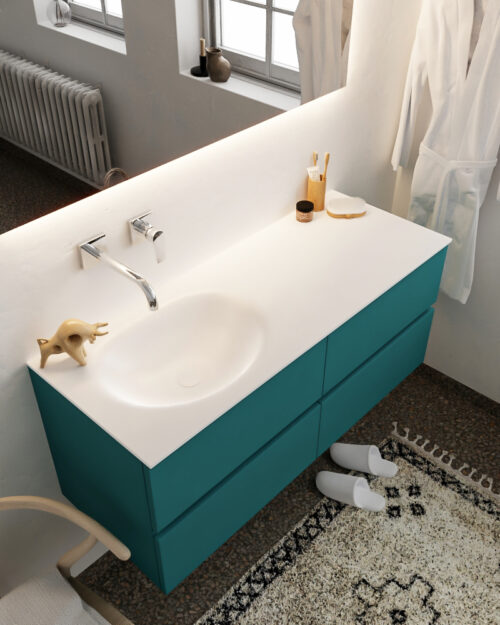 MONDIAZ VICA 120cm mueble de baño Smag 4 cajones lavabo MOON Izquierda sin orificio.