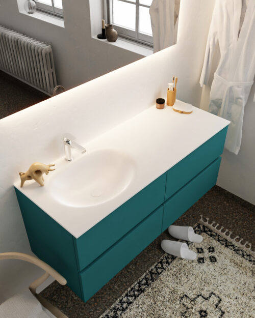 MONDIAZ VICA 120cm mueble de baño Smag 4 cajones lavabo MOON Izquierda 1 orificio.