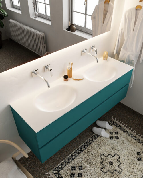 MONDIAZ VICA 150cm mueble de baño Smag 2 cajones lavabo MOON Doble sin orificio.