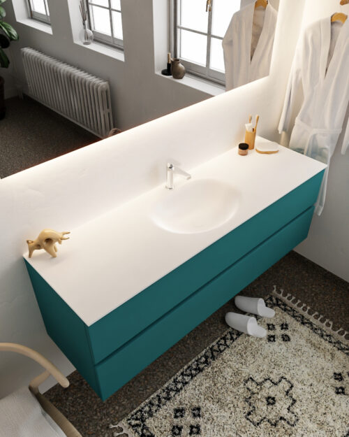 MONDIAZ VICA 150cm mueble de baño Smag 2 cajones lavabo MOON Centro 1 orificio.