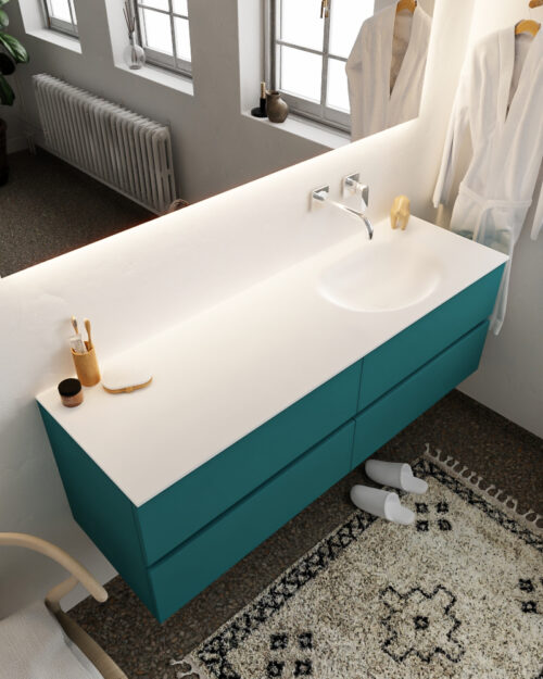 MONDIAZ VICA 150cm mueble de baño Smag 4 cajones lavabo MOON Derecho sin orificio.