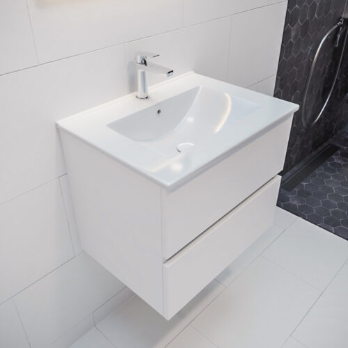 MONDIAZ VICA 60cm mueble de baño Talc 2 cajones lavabo DENIA Centro 1 orificio.