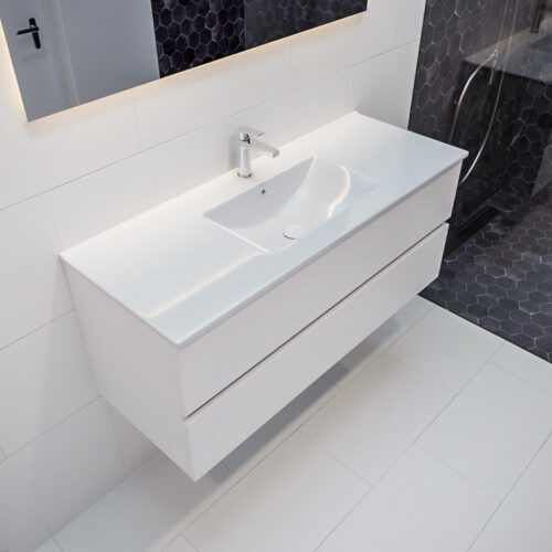 MONDIAZ VICA 120cm mueble de baño Talc 2 cajones lavabo DENIA Centro 1 orificio.