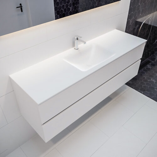 MONDIAZ VICA 150cm mueble de baño Talc 2 cajones lavabo CLOUD Centro 1 orificio.