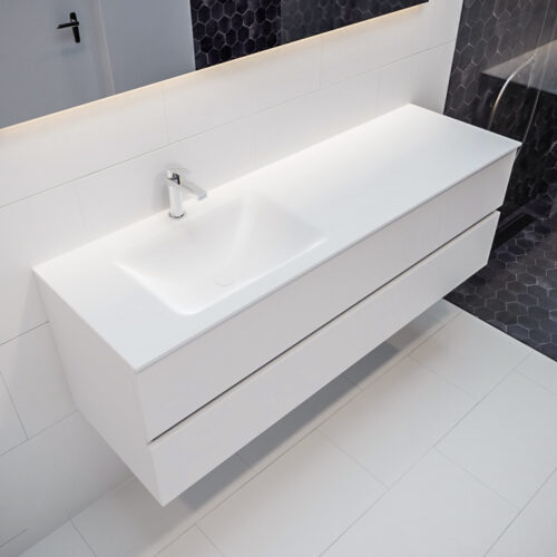 MONDIAZ VICA 150cm mueble de baño Talc 2 cajones lavabo CLOUD Izquierda 1 orificio.