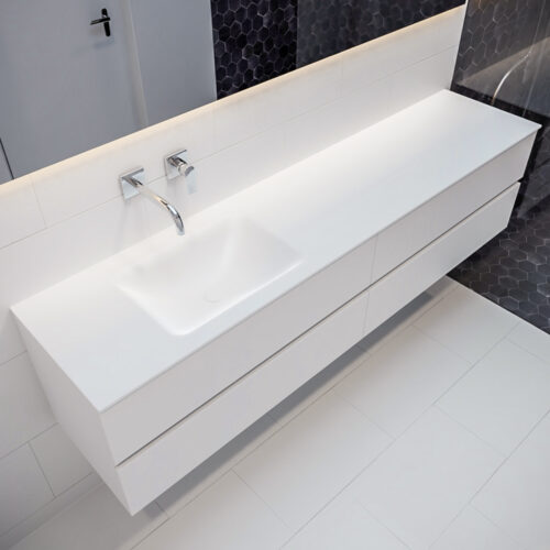 MONDIAZ VICA 200cm mueble de baño Talc 4 cajones lavabo CLOUD Izquierda sin orificio.