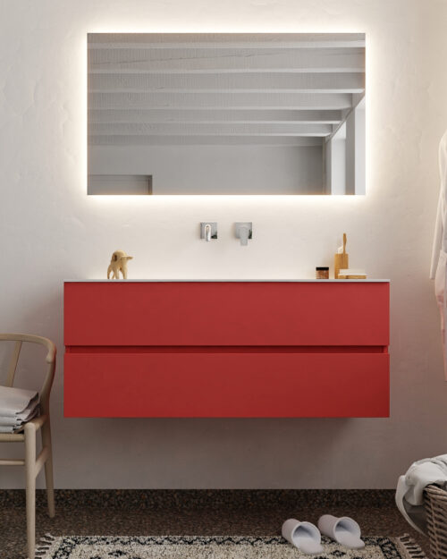 MONDIAZ VICA 120cm mueble de baño Fire 2 cajones lavabo MOON Centro sin orificio. - Imagen 3