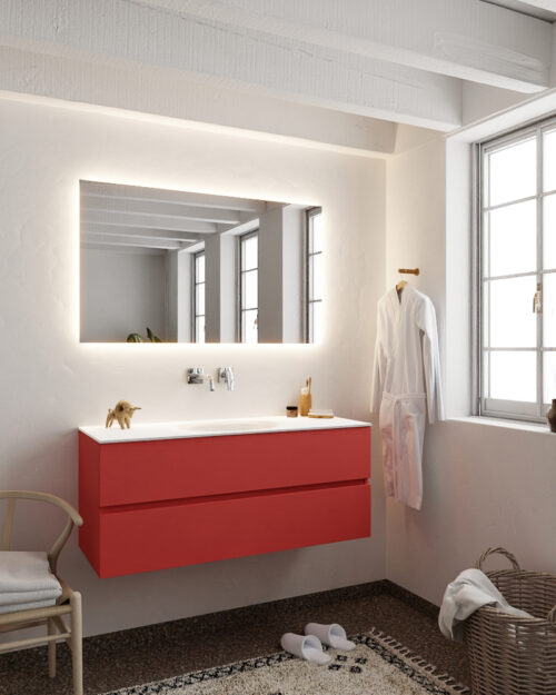 MONDIAZ VICA 120cm mueble de baño Fire 2 cajones lavabo MOON Centro sin orificio. - Imagen 2