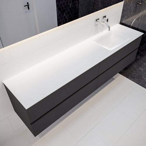 MONDIAZ VICA 200cm mueble de baño Dark Grey 4 cajones lavabo CLOUD Derecho sin orificio con espejo LED.