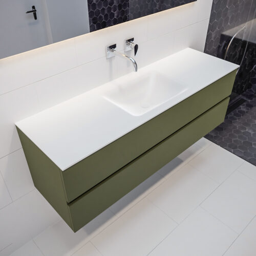 MONDIAZ VICA 150cm mueble de baño Army 2 cajones lavabo CLOUD Centro sin orificio con espejo LED.