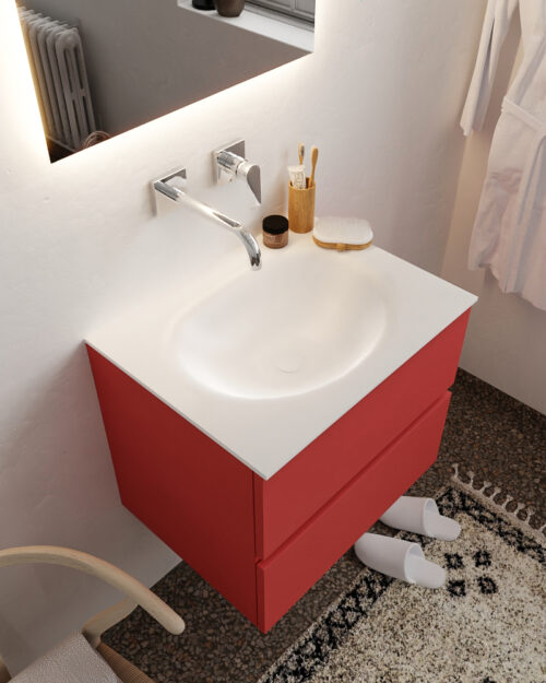 MONDIAZ VICA 60cm mueble de baño Fire 2 cajones lavabo MOON Centro sin orificio.