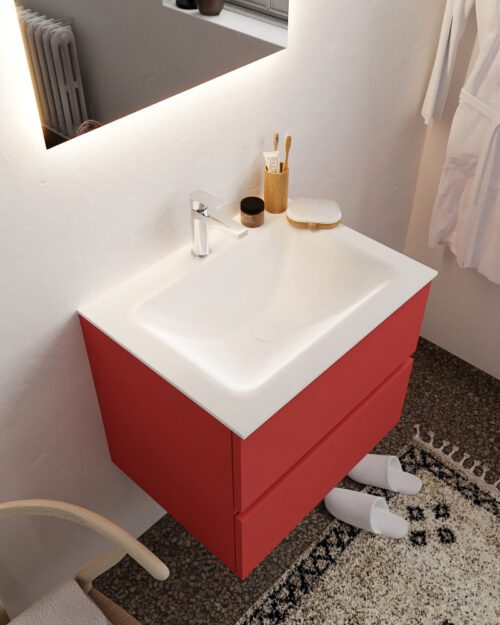 MONDIAZ VICA 60cm mueble de baño Fire 2 cajones lavabo CLOUD Centro 1 orificio.