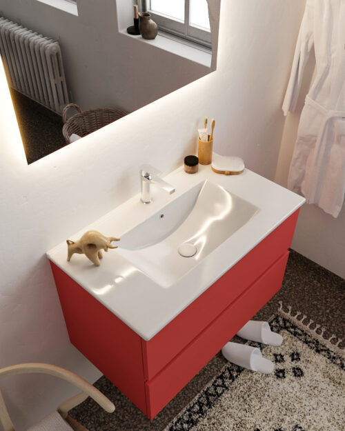 MONDIAZ VICA 80cm mueble de baño Fire 2 cajones lavabo DENIA Centro 1 orificio.