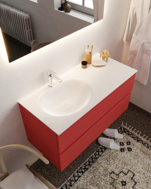 MONDIAZ VICA 100cm mueble de baño Fire 2 cajones lavabo MOON Izquierda 1 orificio.